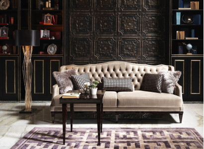 Wohnzimmer Garnitur Sofa 3 Sitzer Beistelltisch Chesterfield Polstersofa Grau